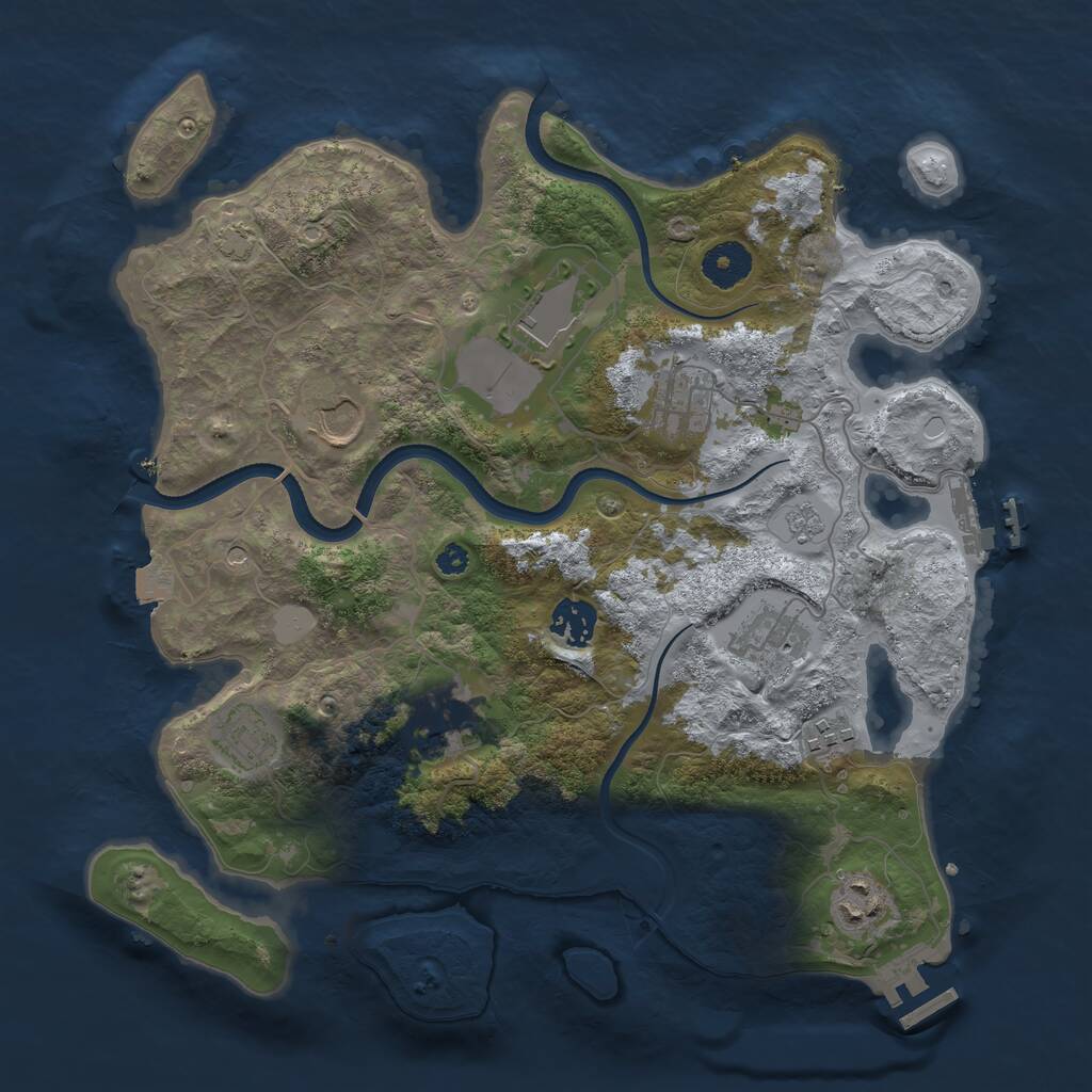 Rust Map: Procedural Map, Size: 3500, Seed: 205310854, 15 Monuments
