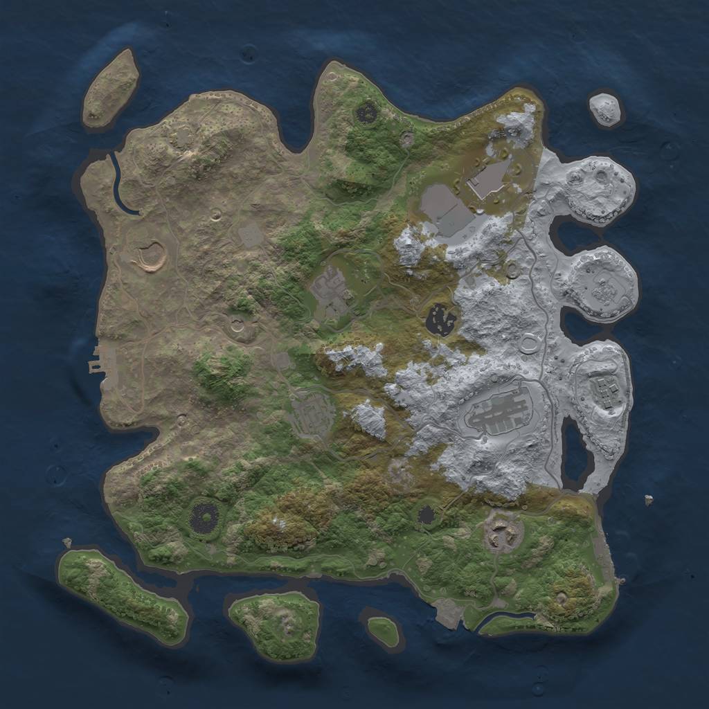 Rust Map: Procedural Map, Size: 3500, Seed: 205310854, 16 Monuments