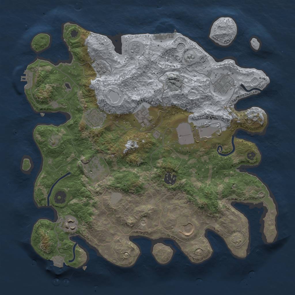 Rust Map: Procedural Map, Size: 3500, Seed: 15640, 17 Monuments