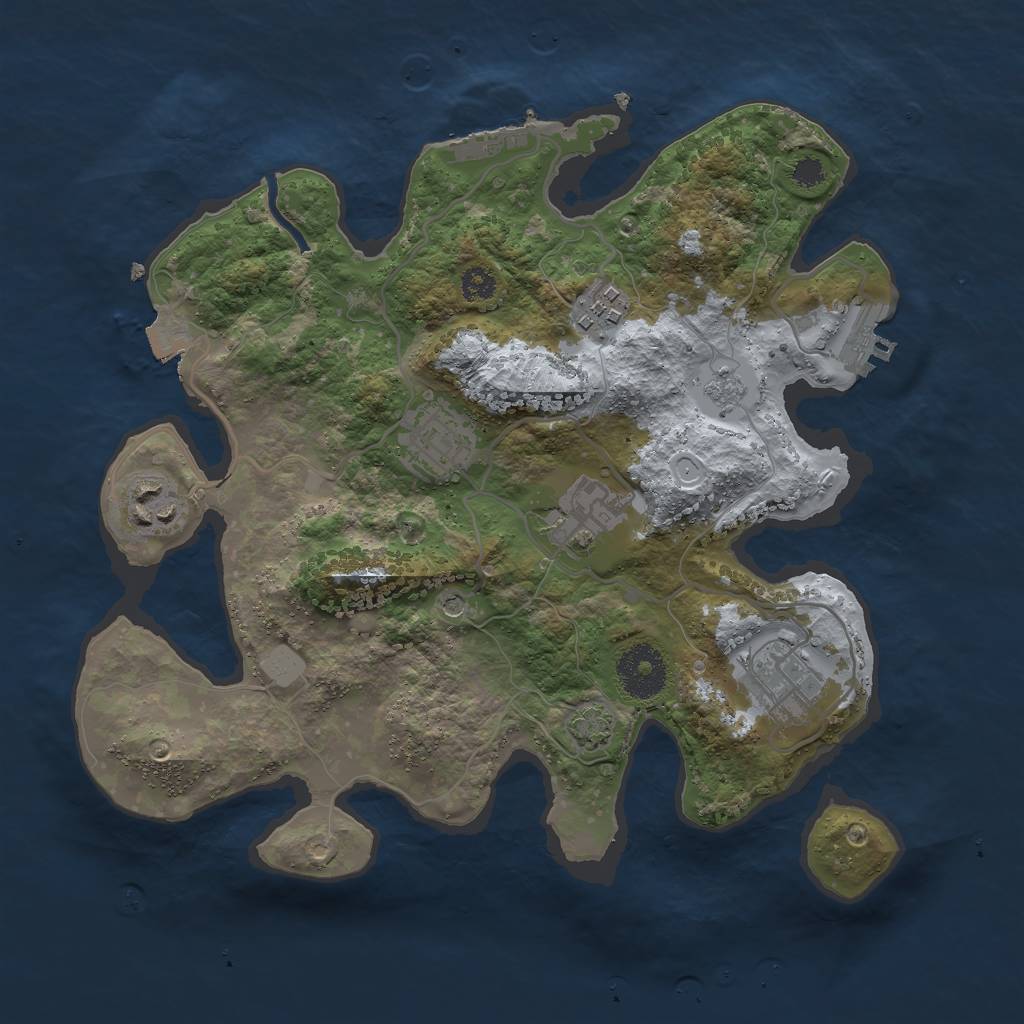 Rust Map: Procedural Map, Size: 3000, Seed: 1101298568, 13 Monuments