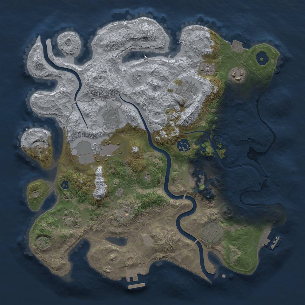 Rust Map: Procedural Map, Size: 3500, Seed: 822739577, 15 Monuments