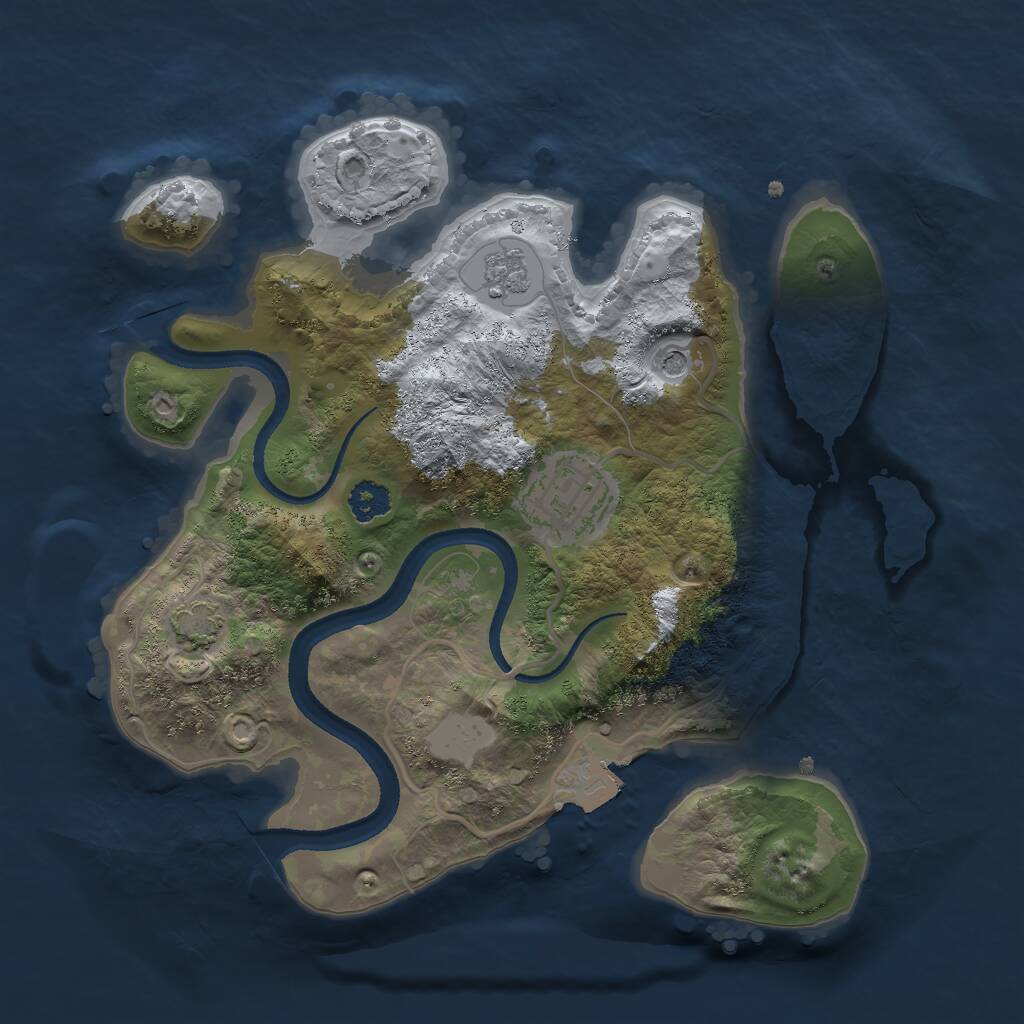 Rust Map: Procedural Map, Size: 2500, Seed: 389926435, 5 Monuments