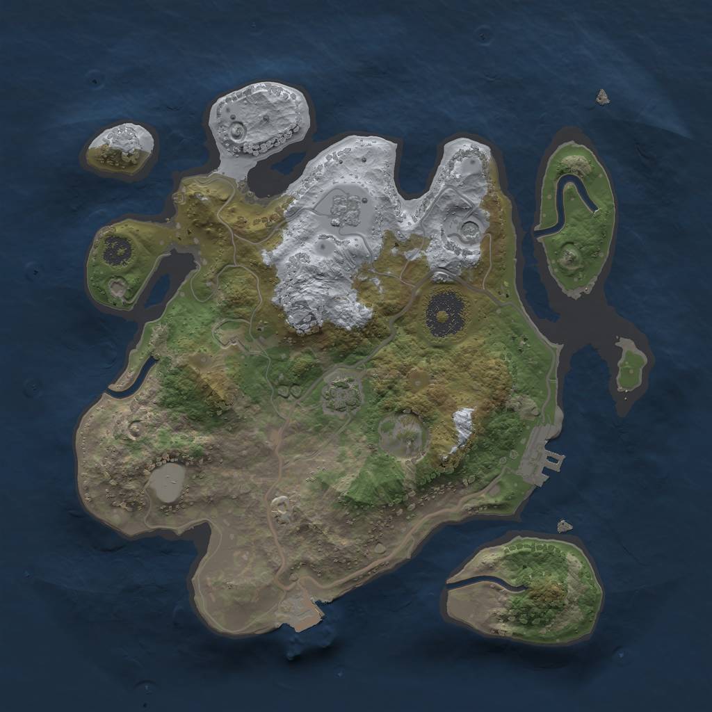 Rust Map: Procedural Map, Size: 2500, Seed: 389926435, 7 Monuments