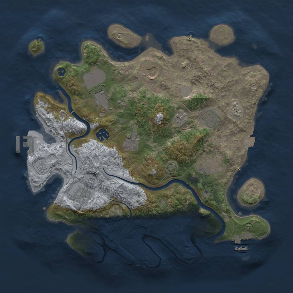 Rust Map: Procedural Map, Size: 3500, Seed: 932326823, 14 Monuments