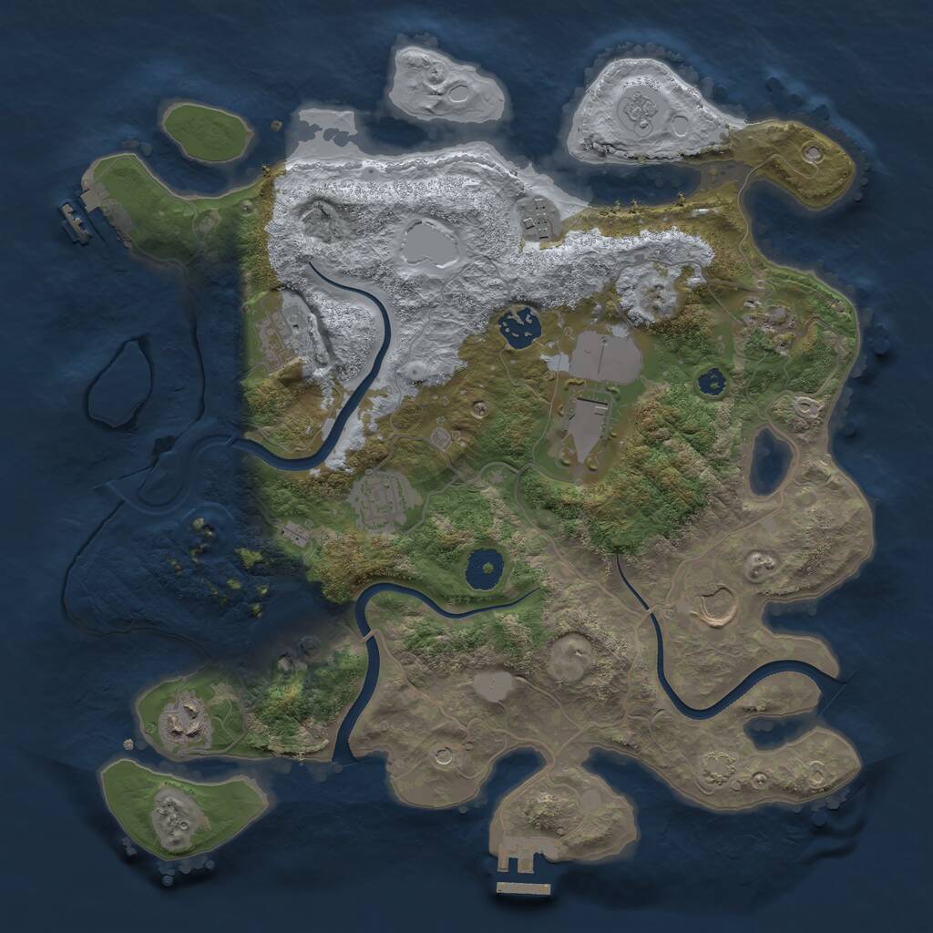 Rust Map: Procedural Map, Size: 3500, Seed: 1009622027, 15 Monuments