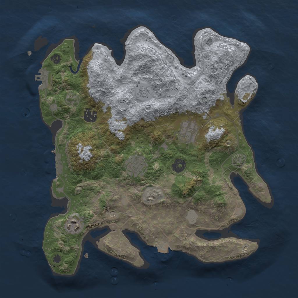 Rust Map: Procedural Map, Size: 3200, Seed: 1941976969, 12 Monuments