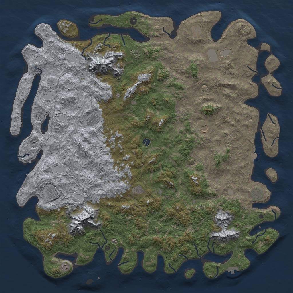 Rust Map: Procedural Map, Size: 6000, Seed: 625884220, 19 Monuments