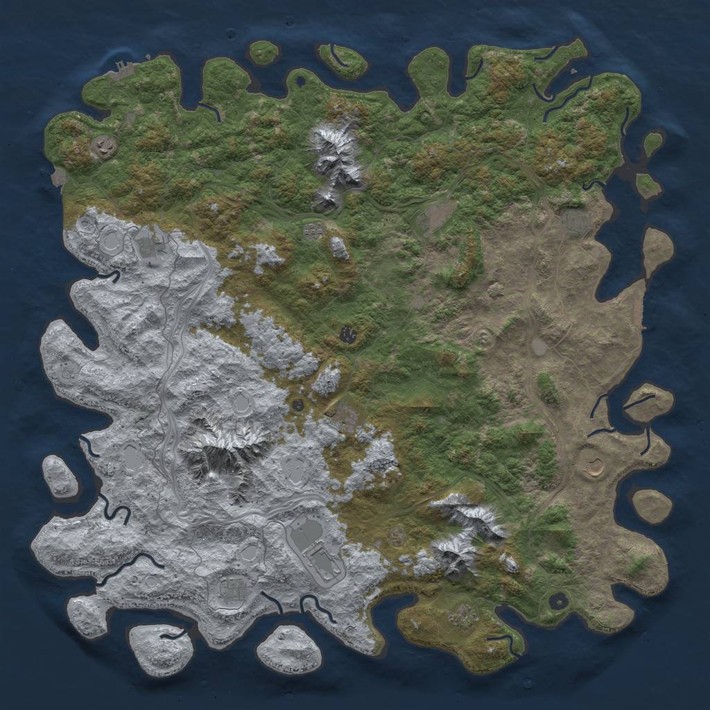 Rust Map: Procedural Map, Size: 6000, Seed: 518, 19 Monuments