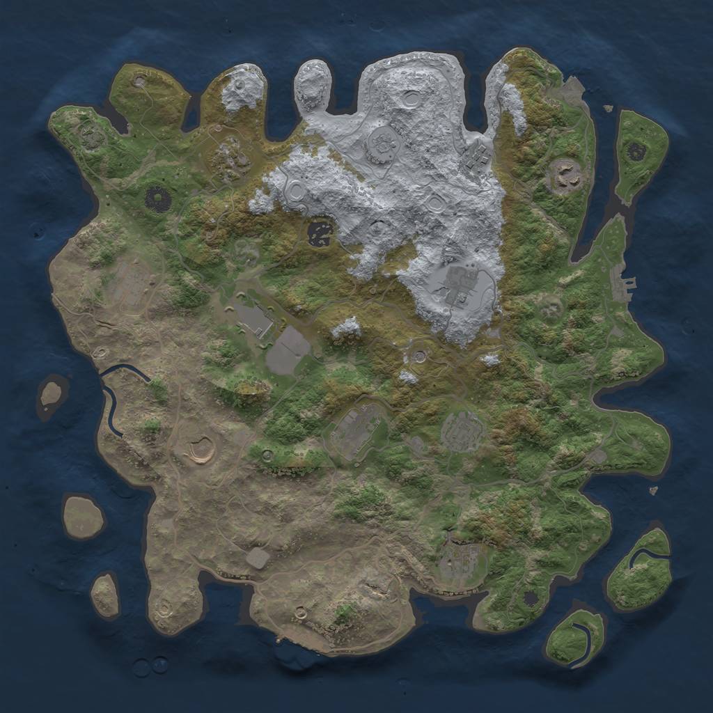 Rust Map: Procedural Map, Size: 4000, Seed: 1317396470, 19 Monuments