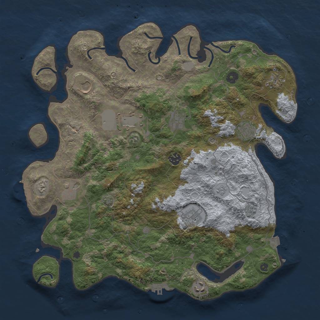 Rust Map: Procedural Map, Size: 4000, Seed: 1975605282, 18 Monuments