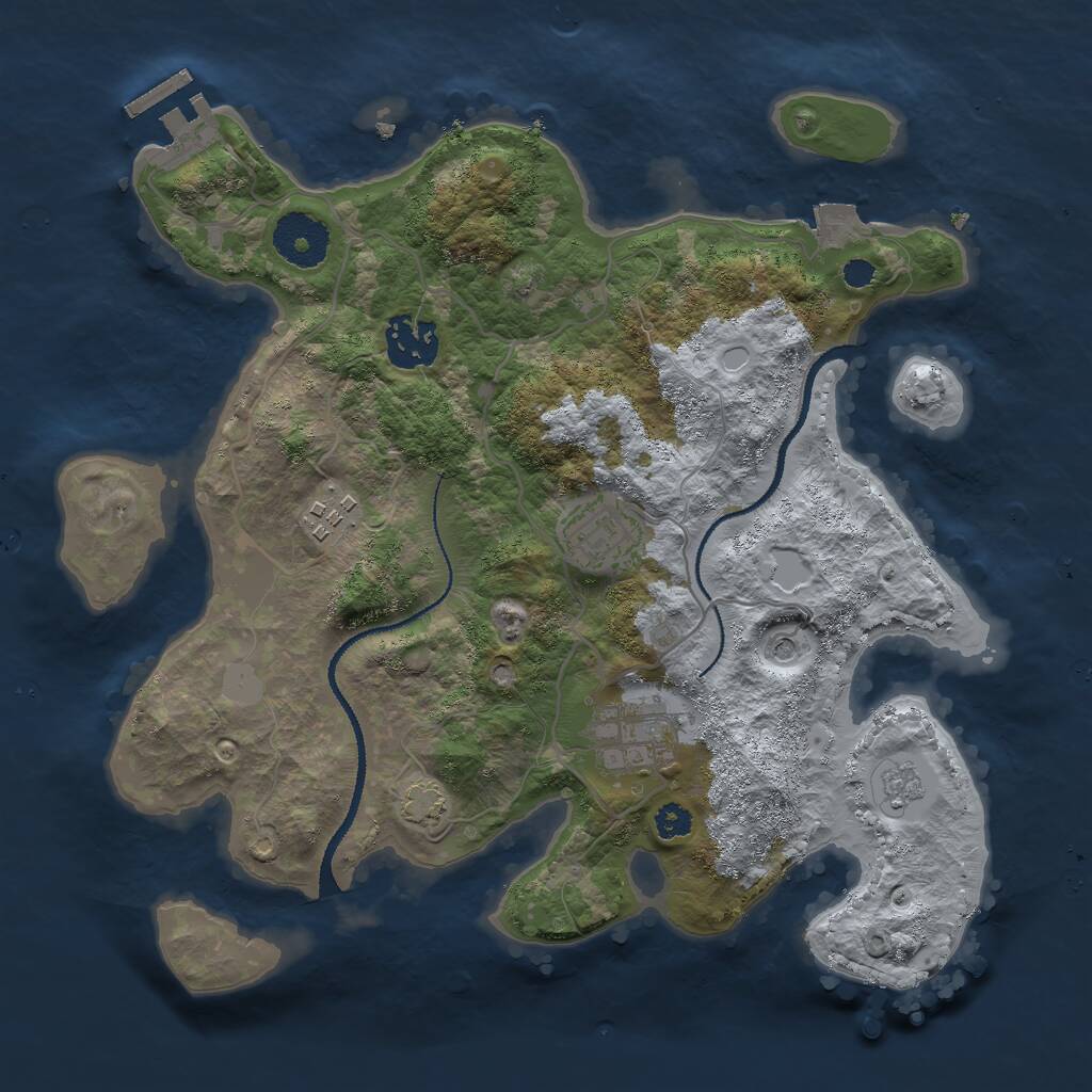 Rust Map: Procedural Map, Size: 3000, Seed: 2403571, 9 Monuments
