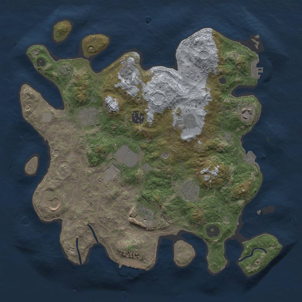 Rust Map: Procedural Map, Size: 3500, Seed: 688536010, 17 Monuments