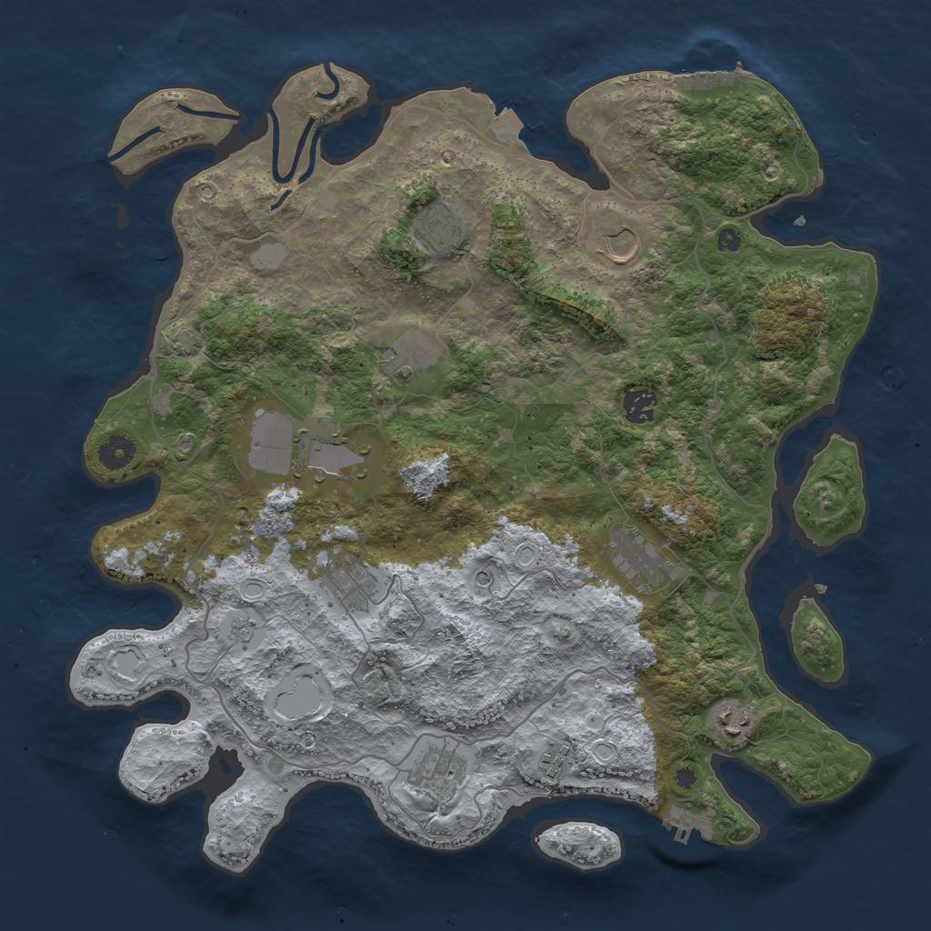 Rust Map: Procedural Map, Size: 4000, Seed: 227924530, 18 Monuments
