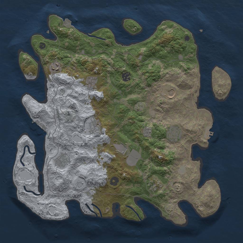 Rust Map: Procedural Map, Size: 4000, Seed: 184527, 18 Monuments