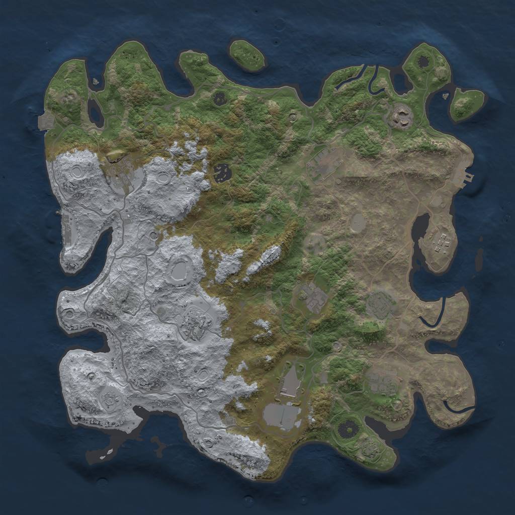 Rust Map: Procedural Map, Size: 4000, Seed: 157244820, 18 Monuments