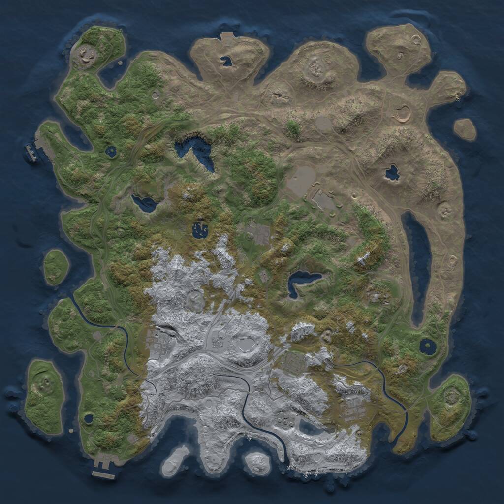 Rust Map: Procedural Map, Size: 4500, Seed: 8513, 16 Monuments