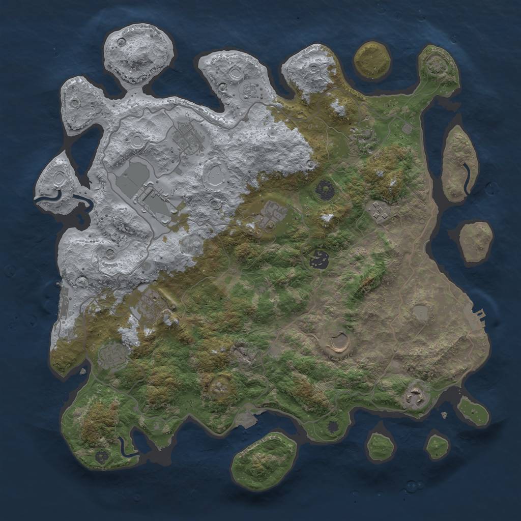Rust Map: Procedural Map, Size: 4000, Seed: 779165414, 18 Monuments