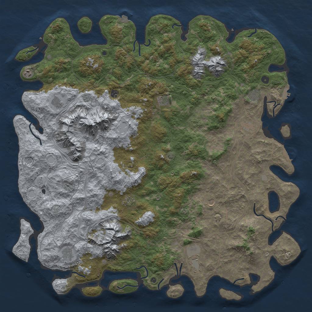 Rust Map: Procedural Map, Size: 6000, Seed: 55575, 19 Monuments