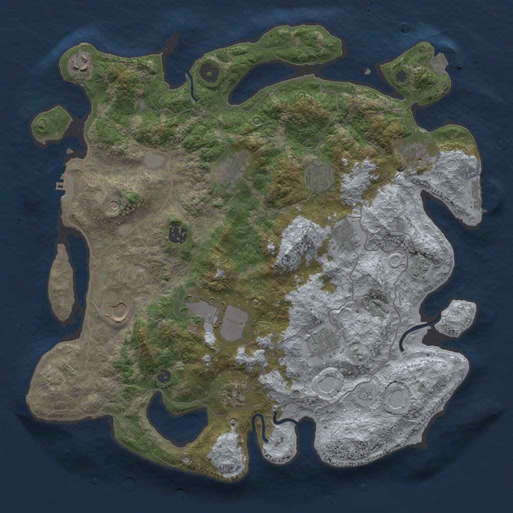 Rust Map: Procedural Map, Size: 4000, Seed: 304106105, 19 Monuments