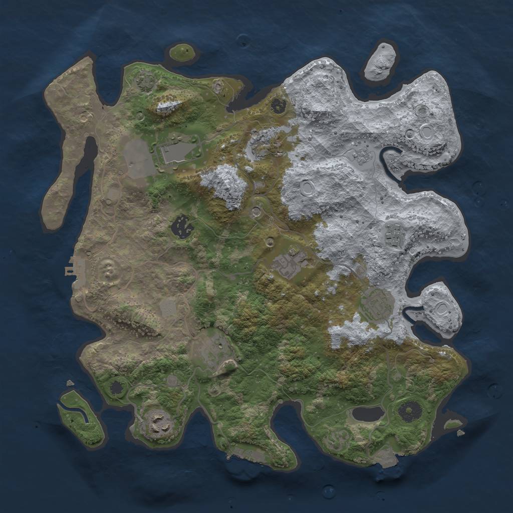 Rust Map: Procedural Map, Size: 3500, Seed: 102050, 16 Monuments