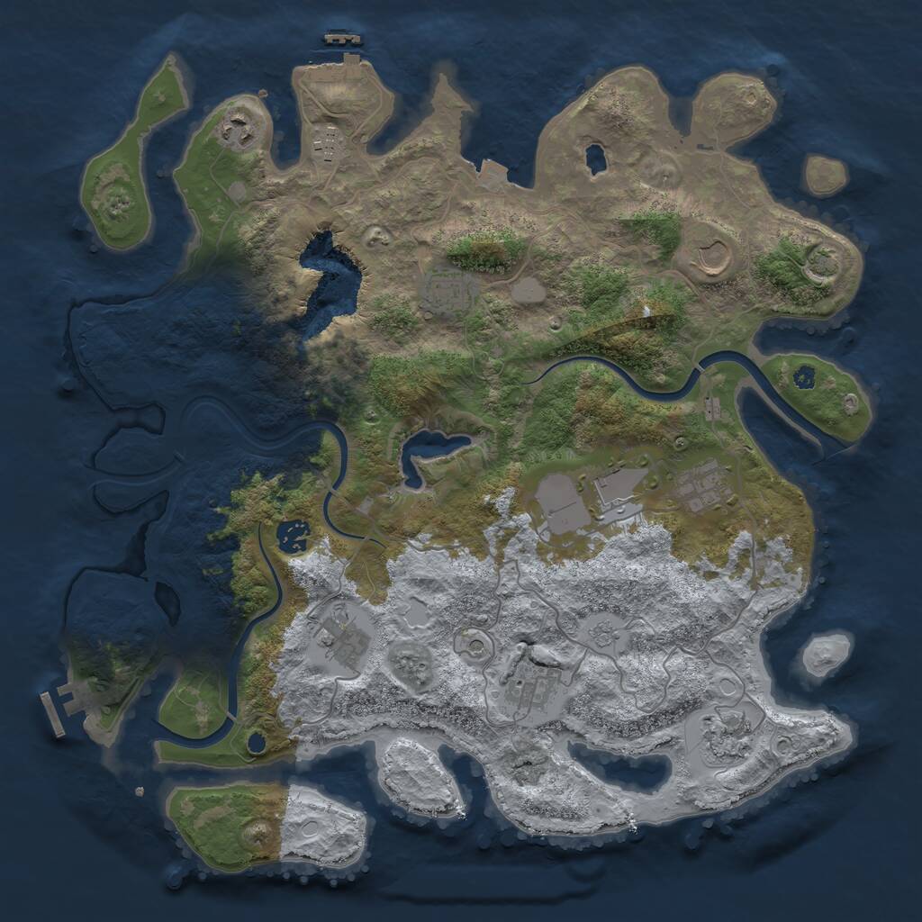 Rust Map: Procedural Map, Size: 4000, Seed: 237377747, 16 Monuments