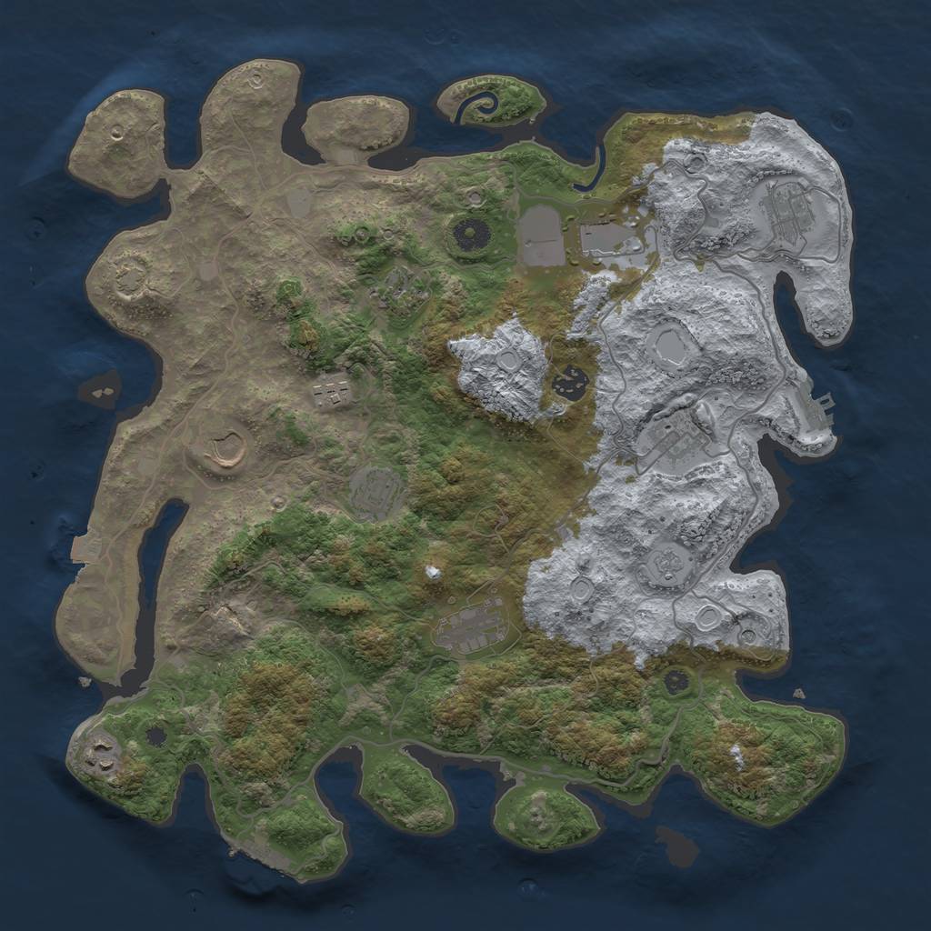 Rust Map: Procedural Map, Size: 4000, Seed: 561823374, 18 Monuments