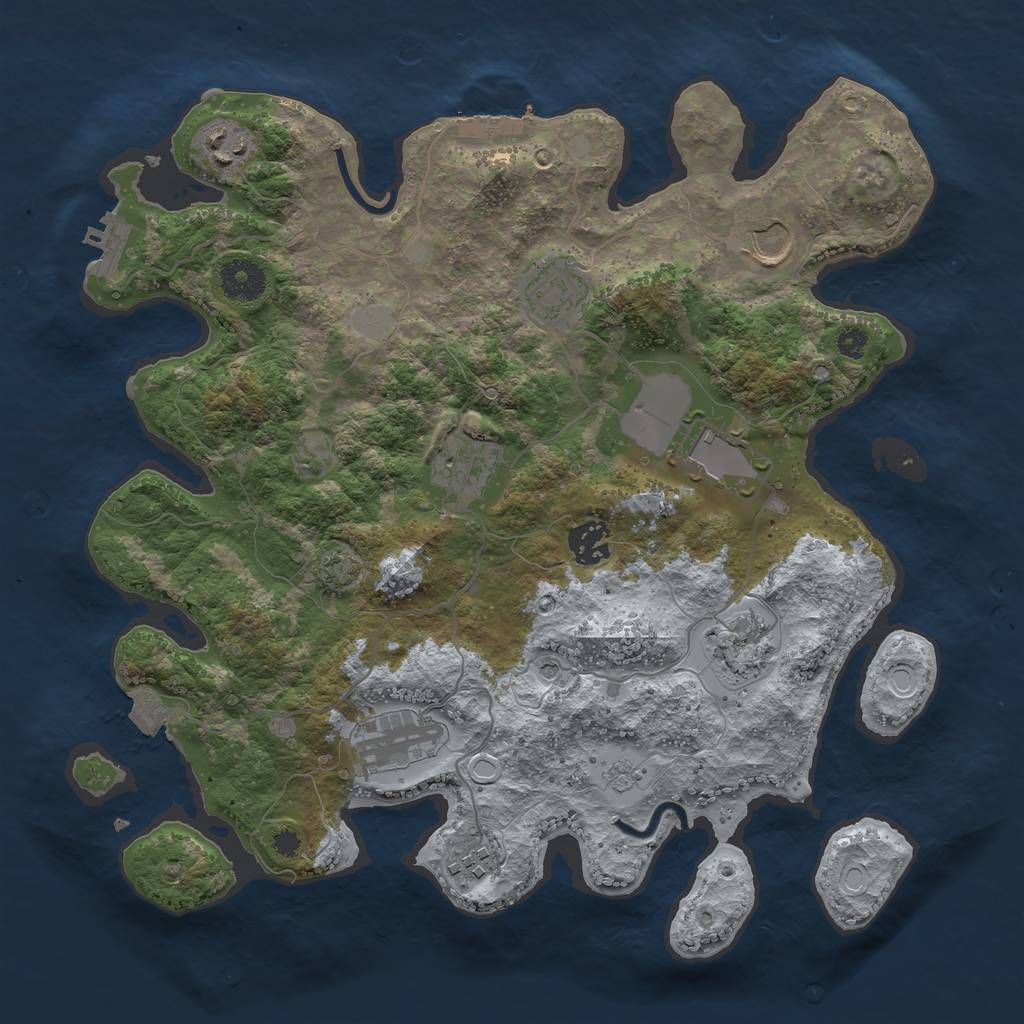 Rust Map: Procedural Map, Size: 3500, Seed: 6687421, 17 Monuments