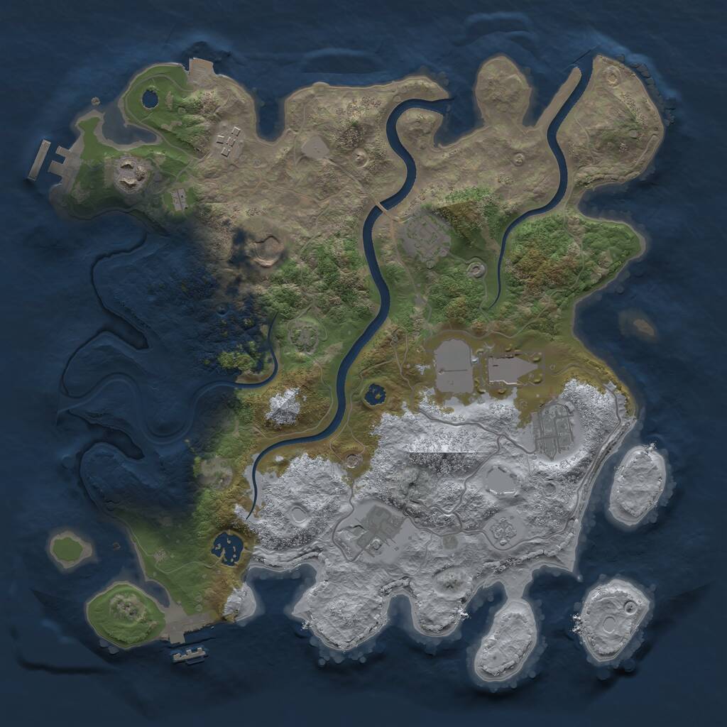 Rust Map: Procedural Map, Size: 3500, Seed: 6687421, 14 Monuments