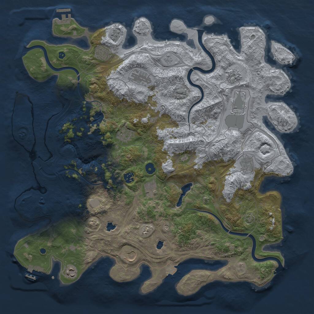 Rust Map: Procedural Map, Size: 4500, Seed: 1805123856, 17 Monuments