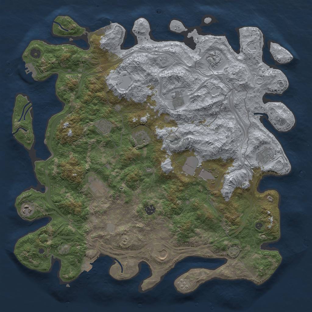 Rust Map: Procedural Map, Size: 4500, Seed: 1805123856, 19 Monuments