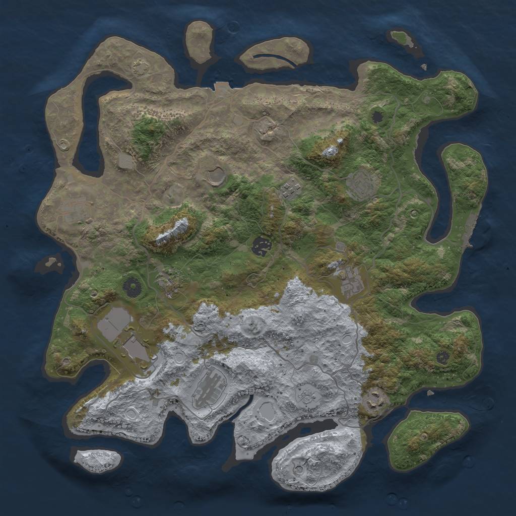 Rust Map: Procedural Map, Size: 4000, Seed: 561823373, 17 Monuments