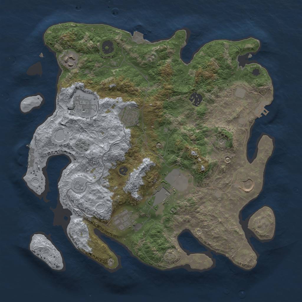 Rust Map: Procedural Map, Size: 3500, Seed: 1849245, 16 Monuments