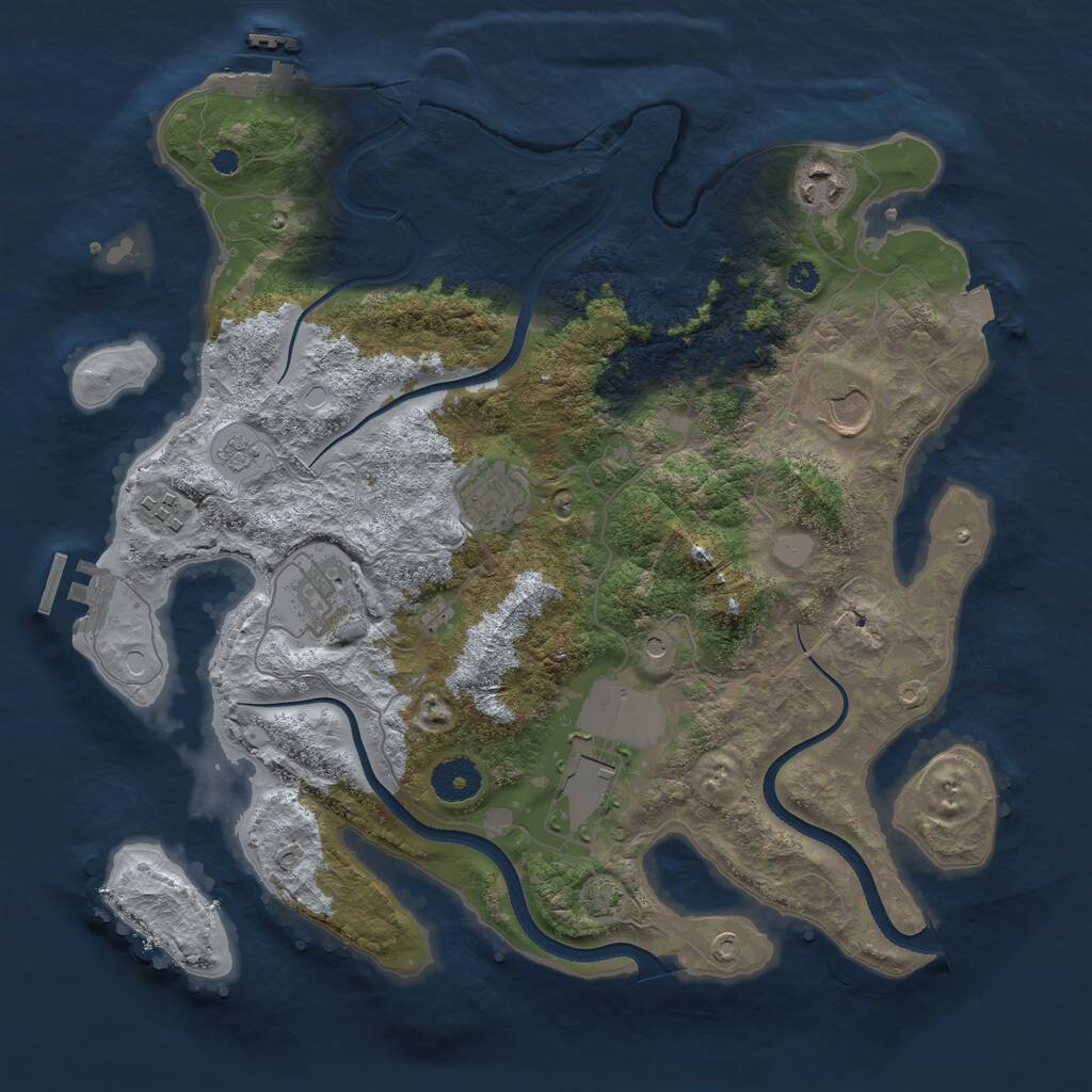 Rust Map: Procedural Map, Size: 3500, Seed: 1849245, 12 Monuments