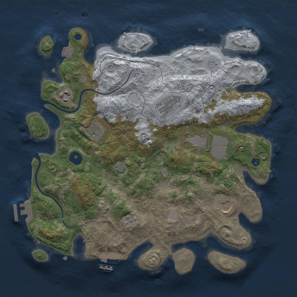 Rust Map: Procedural Map, Size: 3500, Seed: 422657500, 12 Monuments