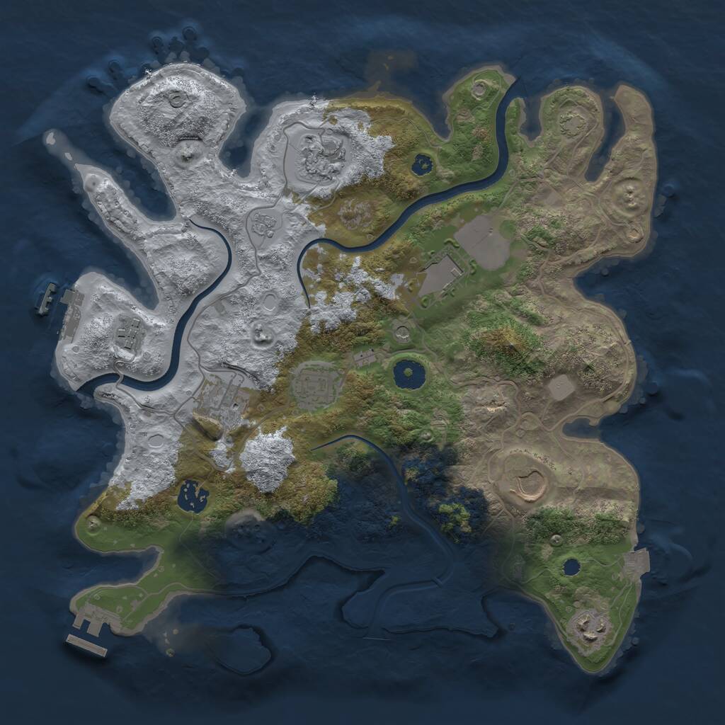Rust Map: Procedural Map, Size: 3500, Seed: 870130822, 14 Monuments