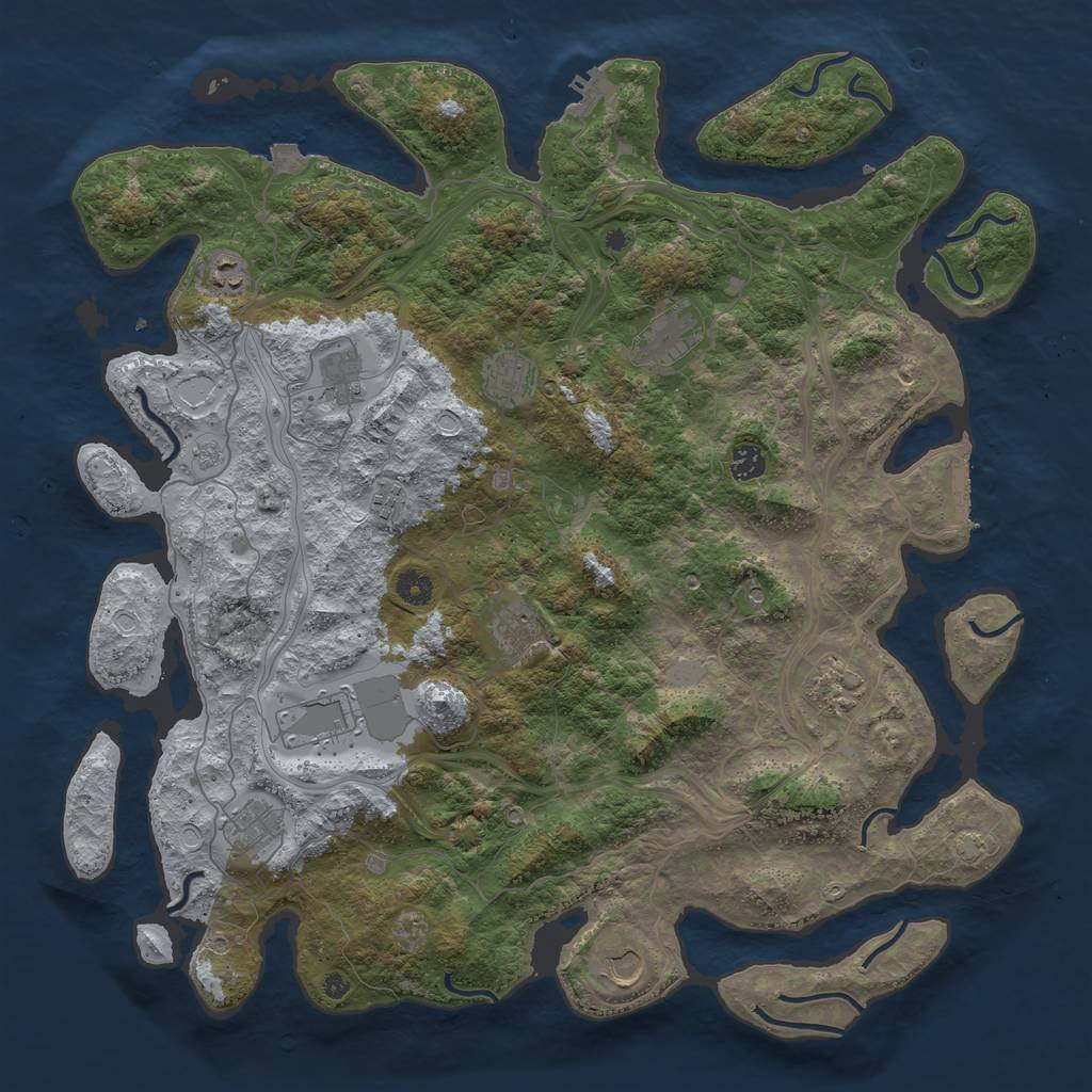 Rust Map: Procedural Map, Size: 4500, Seed: 402524801, 19 Monuments