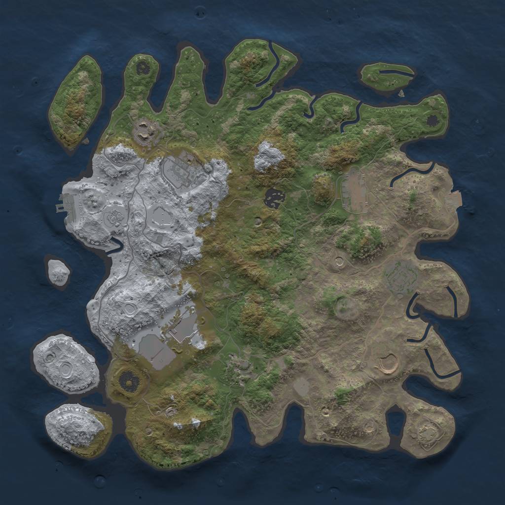 Rust Map: Procedural Map, Size: 3680, Seed: 12345, 15 Monuments