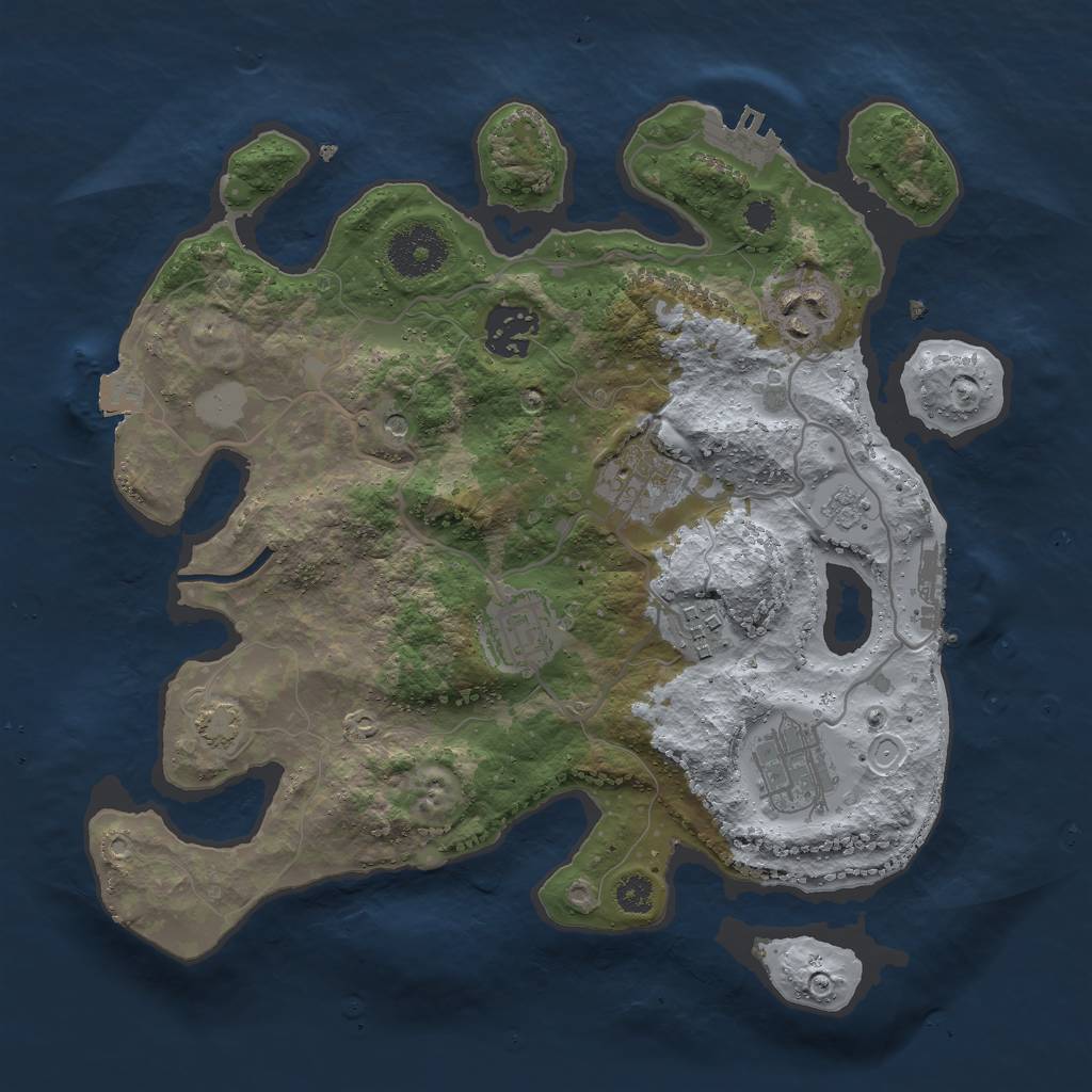 Rust Map: Procedural Map, Size: 3000, Seed: 1149773791, 14 Monuments