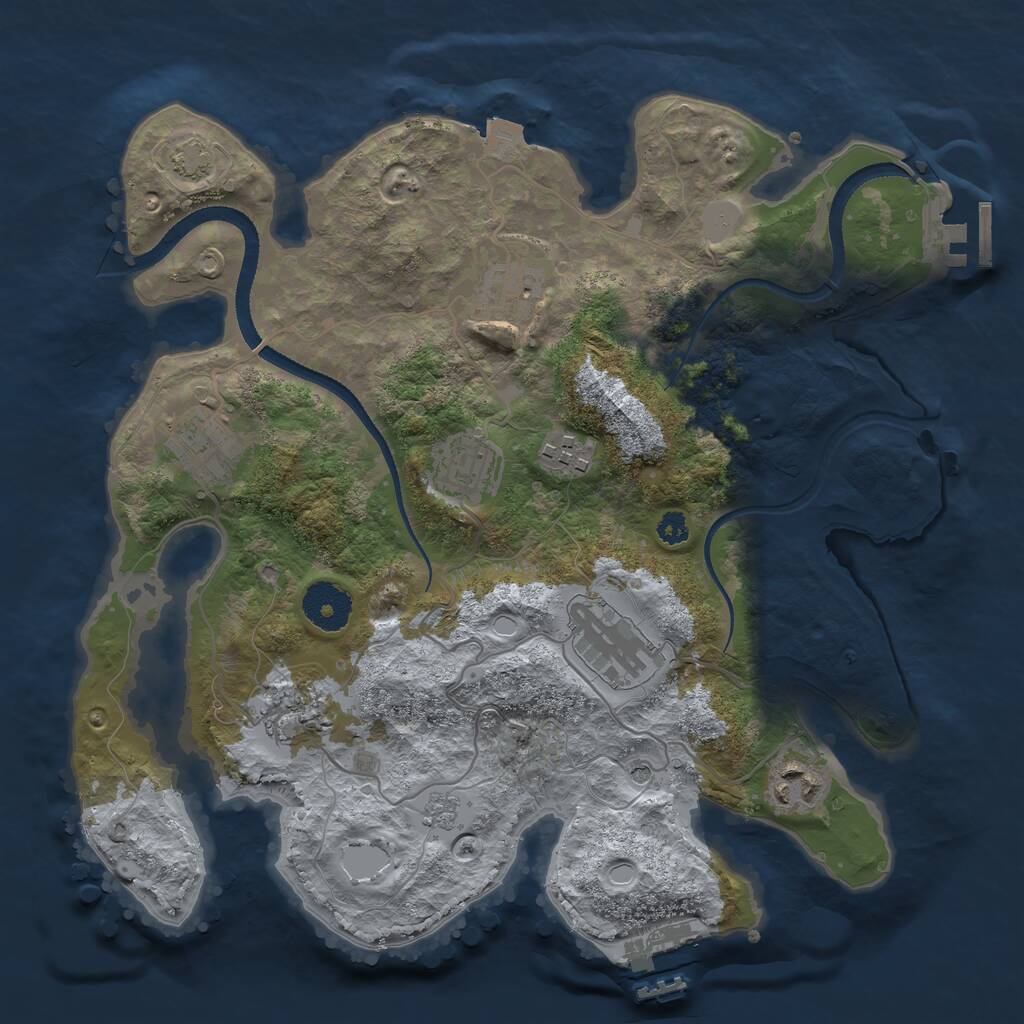 Rust Map: Procedural Map, Size: 3200, Seed: 3214855, 13 Monuments