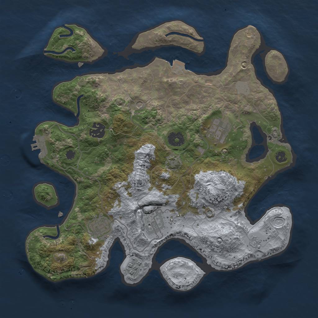 Rust Map: Procedural Map, Size: 3000, Seed: 49455, 12 Monuments