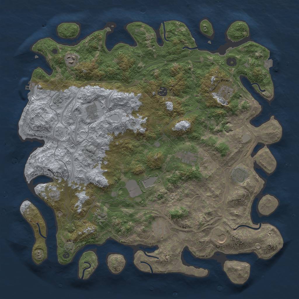 Rust Map: Procedural Map, Size: 4500, Seed: 468937, 18 Monuments