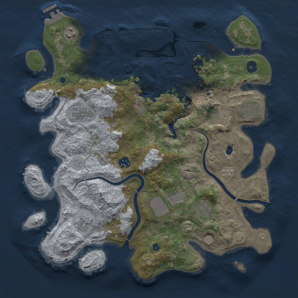 Rust Map: Procedural Map, Size: 4000, Seed: 1229149007, 15 Monuments