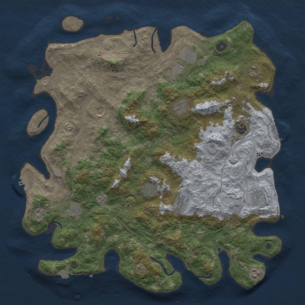 Rust Map: Procedural Map, Size: 4500, Seed: 1135481317, 19 Monuments