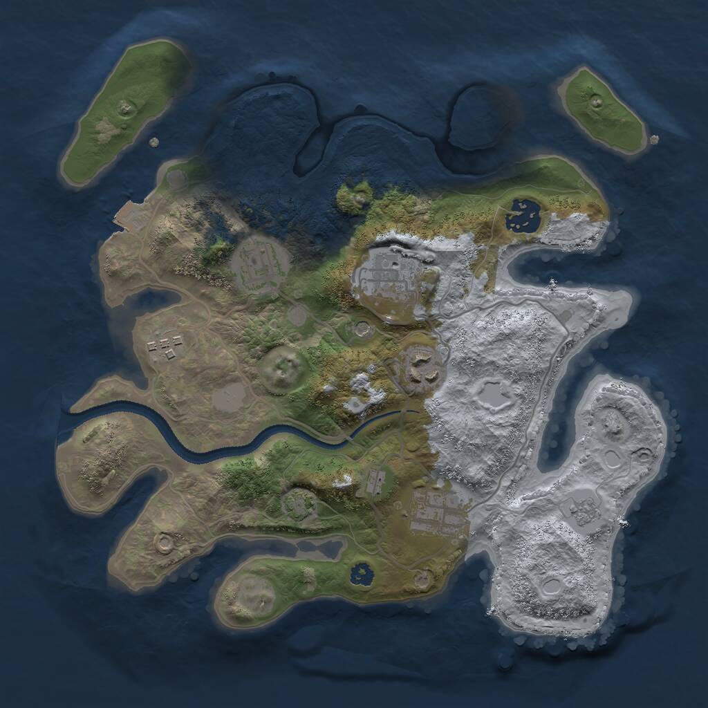 Rust Map: Procedural Map, Size: 3000, Seed: 1039943871, 10 Monuments