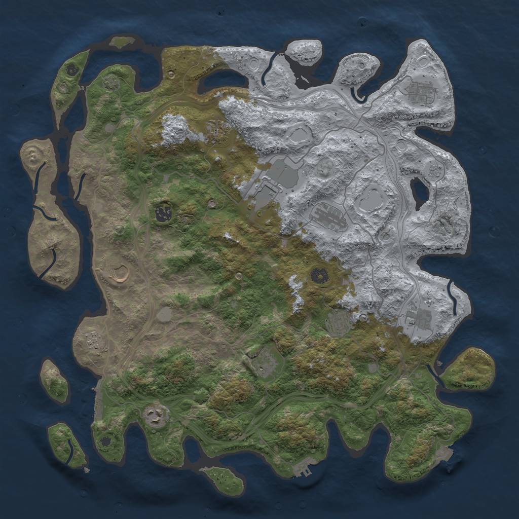 Rust Map: Procedural Map, Size: 4500, Seed: 1695148974, 19 Monuments