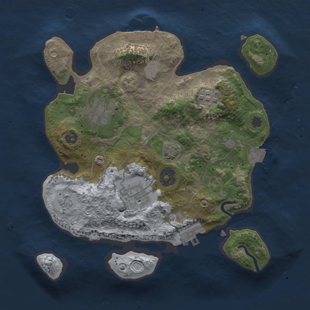 Rust Map: Procedural Map, Size: 2557, Seed: 500, 10 Monuments