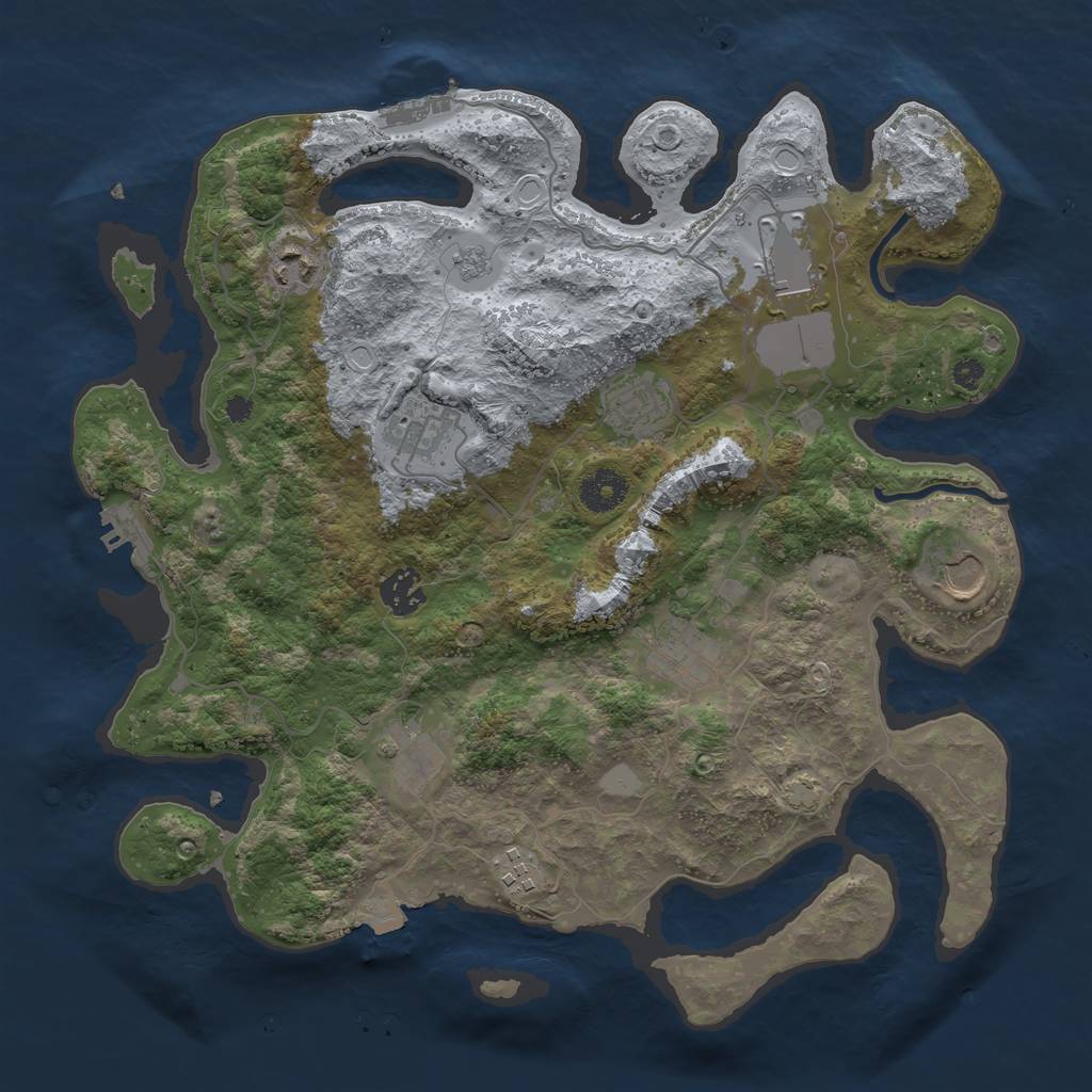 Rust Map: Procedural Map, Size: 3600, Seed: 90454332, 16 Monuments
