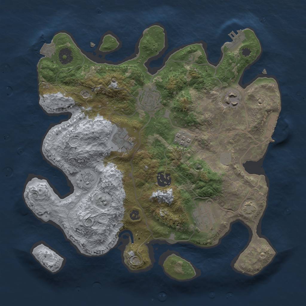 Rust Map: Procedural Map, Size: 3000, Seed: 30739, 14 Monuments