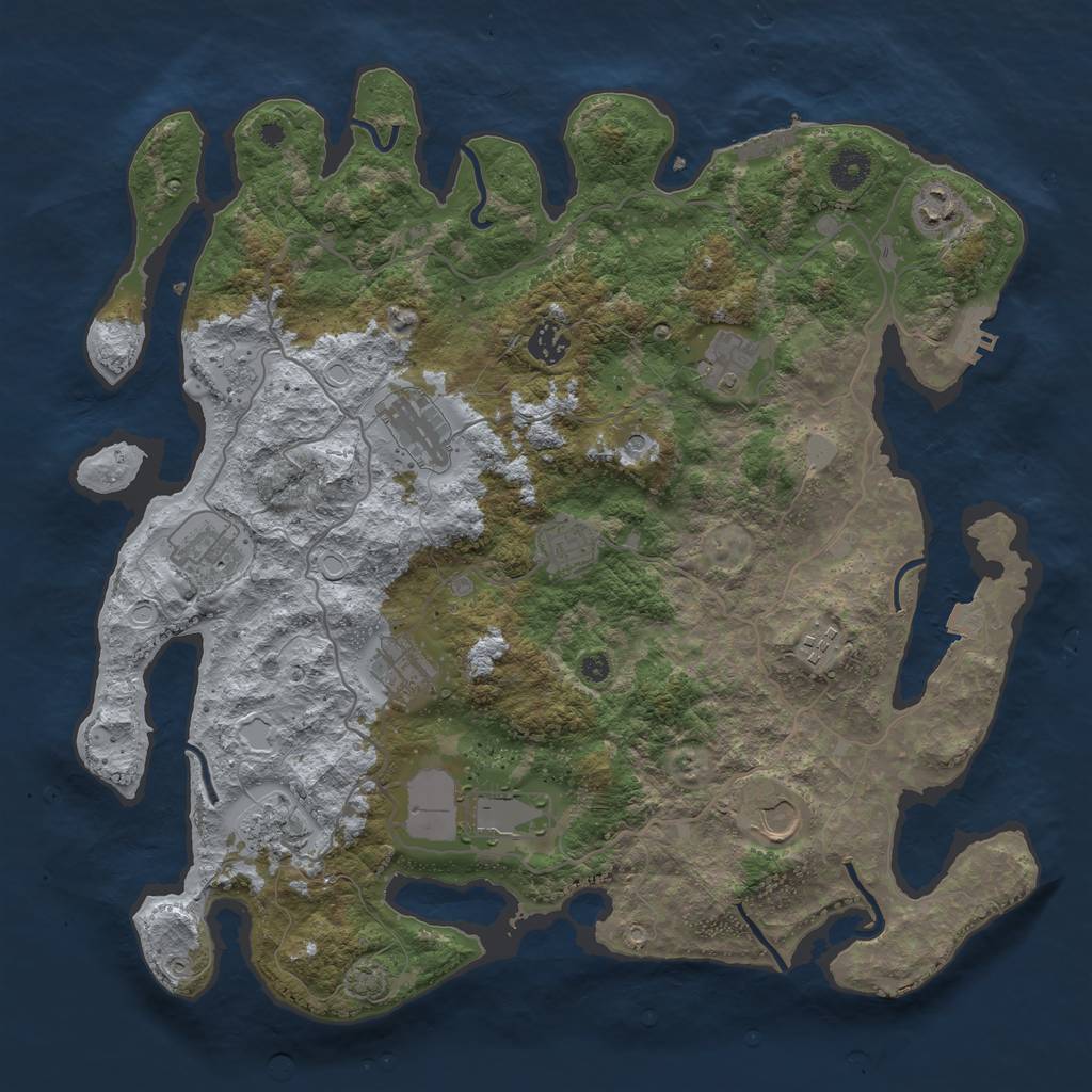 Rust Map: Procedural Map, Size: 4000, Seed: 1138047364, 19 Monuments