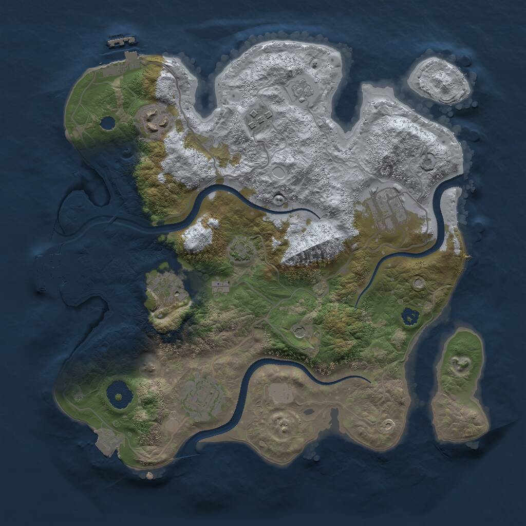 Rust Map: Procedural Map, Size: 3000, Seed: 873355692, 11 Monuments